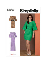 Simplicity S3000 - MISSES' AND WOMEN'S DRESS IN THREE LENGTHS