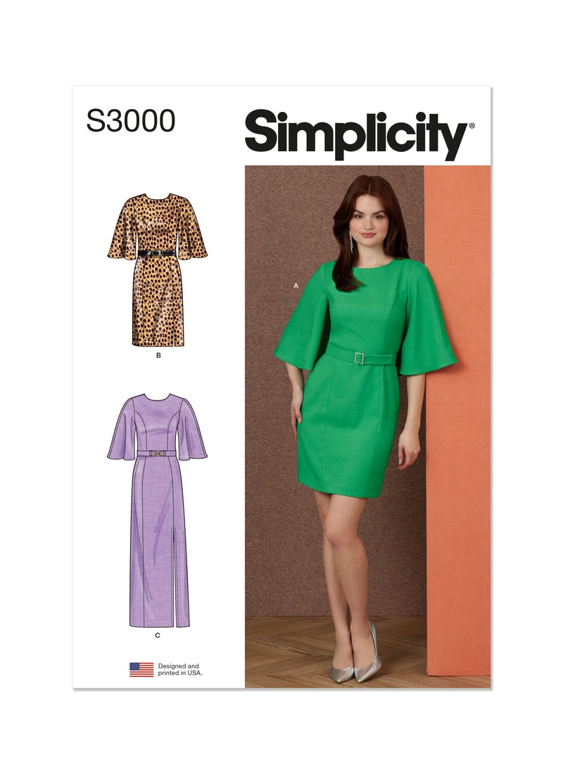Simplicity S3000 - MISSES' AND WOMEN'S DRESS IN THREE LENGTHS