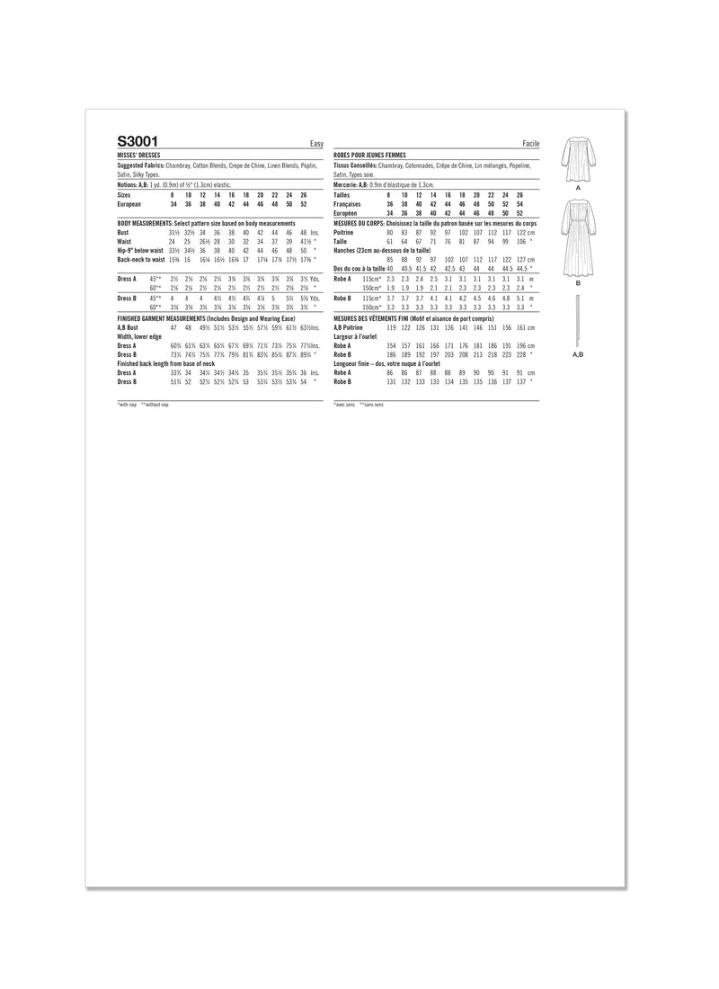 Simplicity S3001 - MISSES' DRESSES