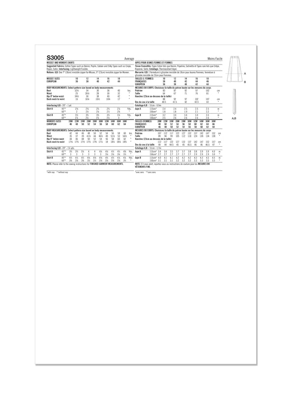 Simplicity S3005 - MISSES' AND WOMEN'S SKIRTS