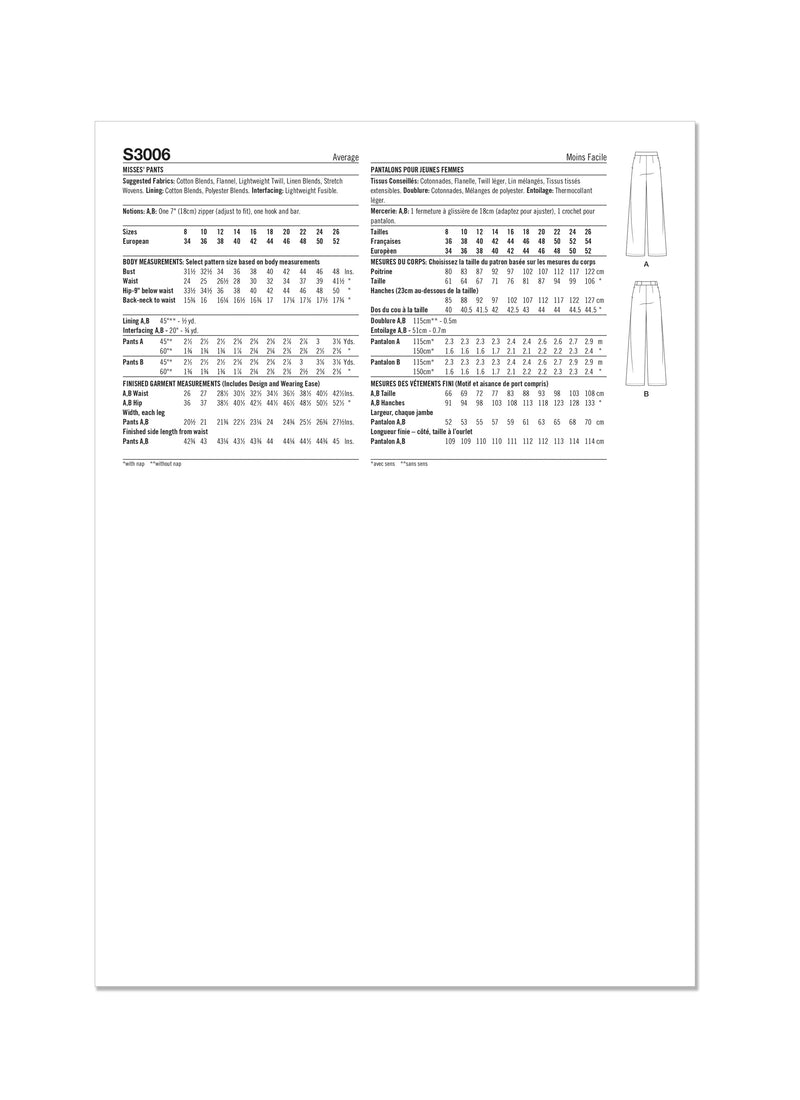 Simplicity S3006 - MISSES' PANTS