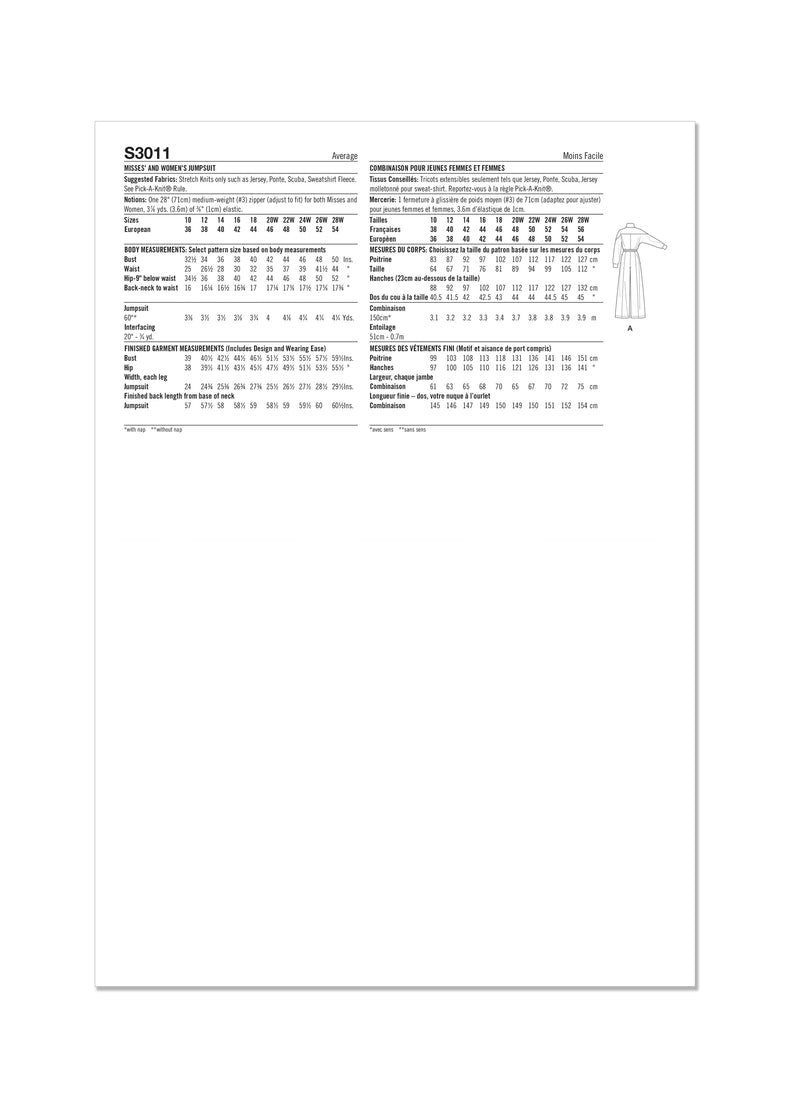 Simplicity S3011 - MISSES' AND WOMEN'S JUMPSUIT