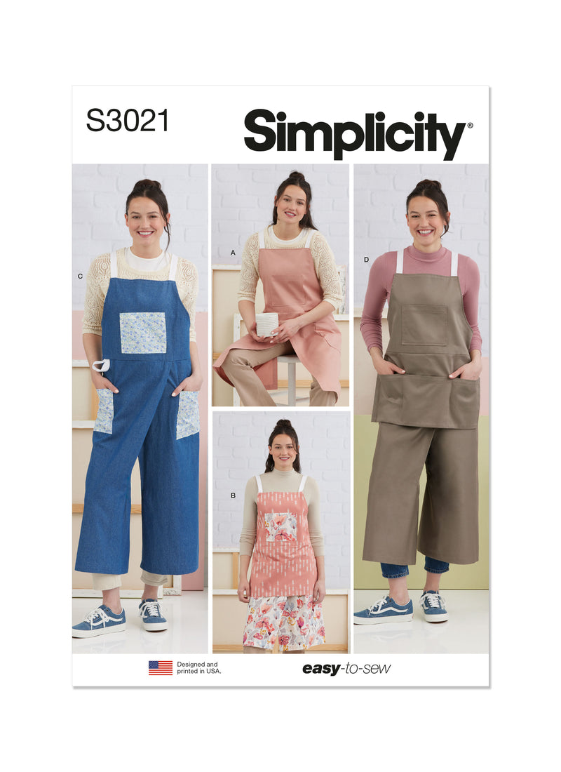 Simplicity S3021  TABLIERS ET TABLIERS-PANTALONS POUR JEUNES FEMMES