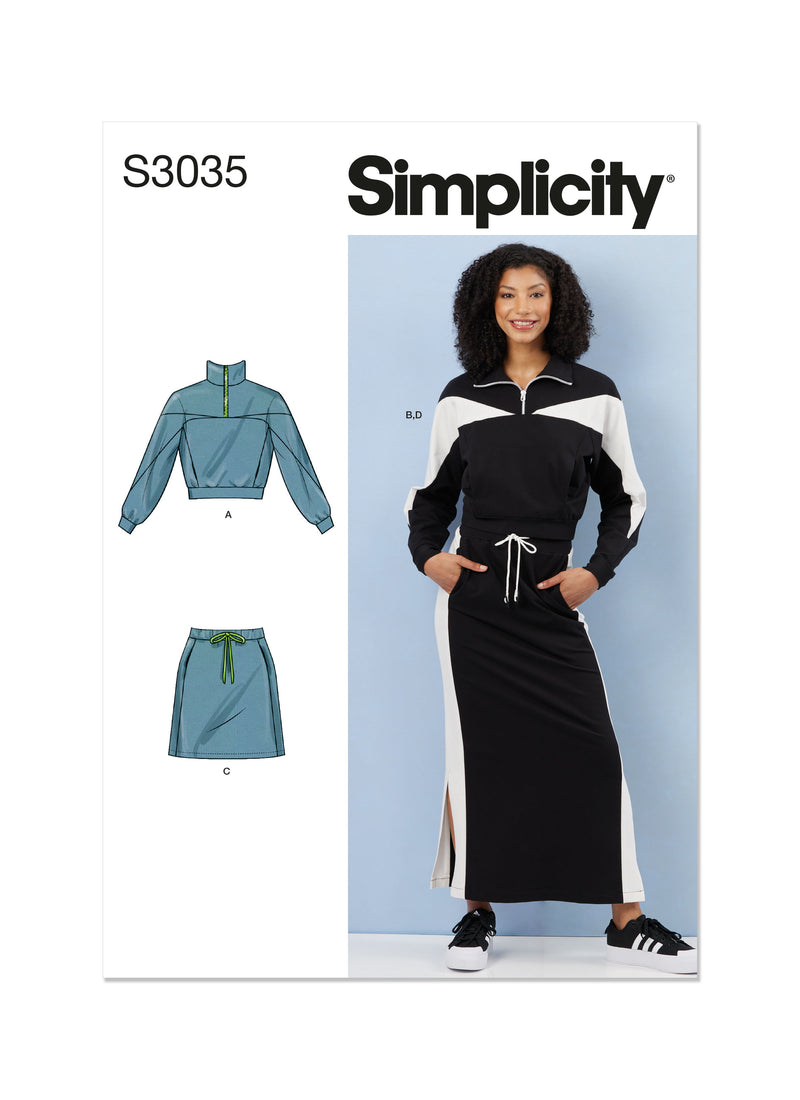 Simplicity S3035 - MISSES' KNIT TOPS AND SKIRTS