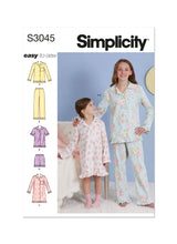 Simplicity S3045 - CHILDREN'S AND GIRLS' LOUNGE TOPS, GOWN, SHORTS AND PANTS