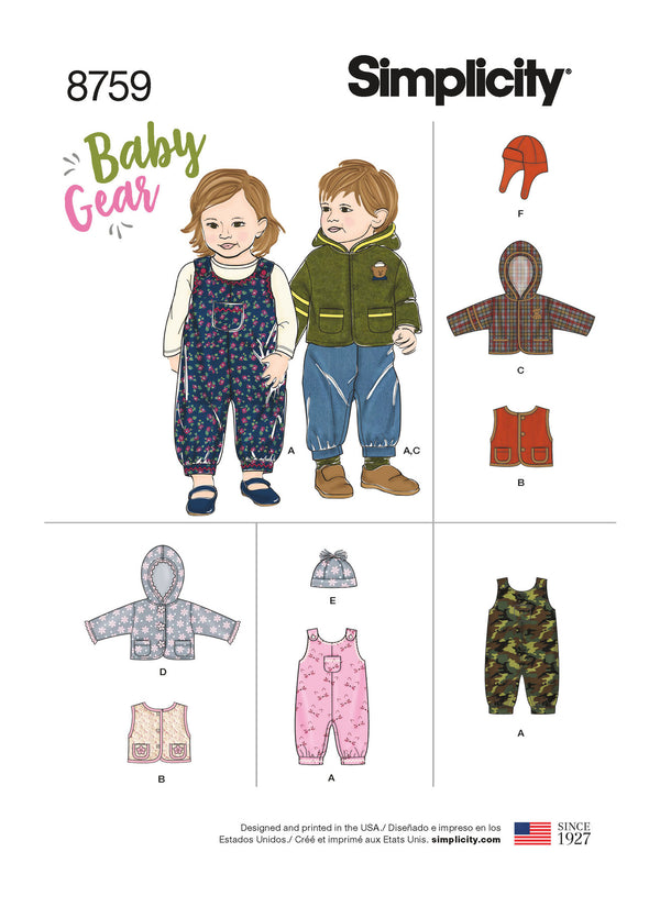 Simplicity S8759 Babies' Sportswear (XXS-XS-XS-S-M-L)