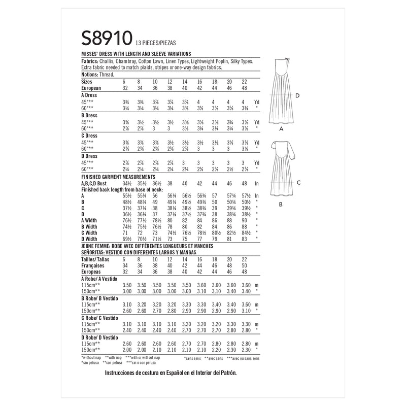 Simplicity - S8910 MISSES DRESS