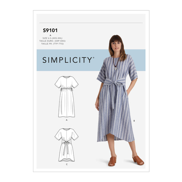 Simplicity S9101 Misses' Pullover Dresses In Two Lengths (XXS-XS-S-M-L-XL-XXL)