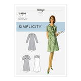 Simplicity S9104 Robes Rétro avec Variations de Manches et d&#039;Encolure pour Dames