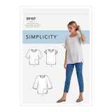 Simplicity S9107 Misses' Tops with Sleeve & Length Variation (XS-S-M-L-XL-XXL)