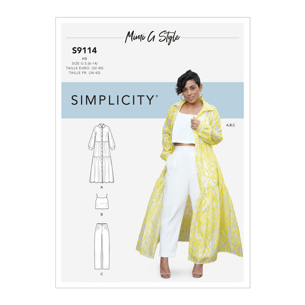 Simplicity S9114 Robe, Haut et Pantalon pour Dames par Mimi G Style