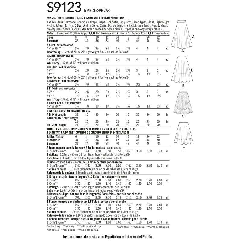 Simplicity S9123 Misses' Skirts