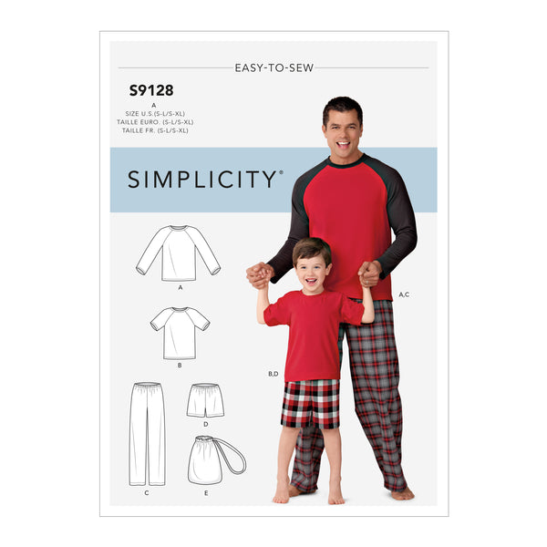 Simplicity S9128 Men's & Boys Sleepwear  (S-M-L / S-M-L-XL)