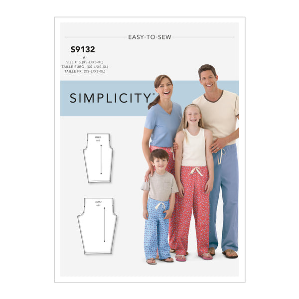 Simplicity S9132 Unisex Sleepwear (XS-S-M-L / XS-S-M-L-XL)