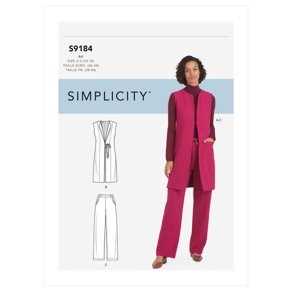 Simplicity S9184 Gilet et Pantalon pour Dames et Femmes