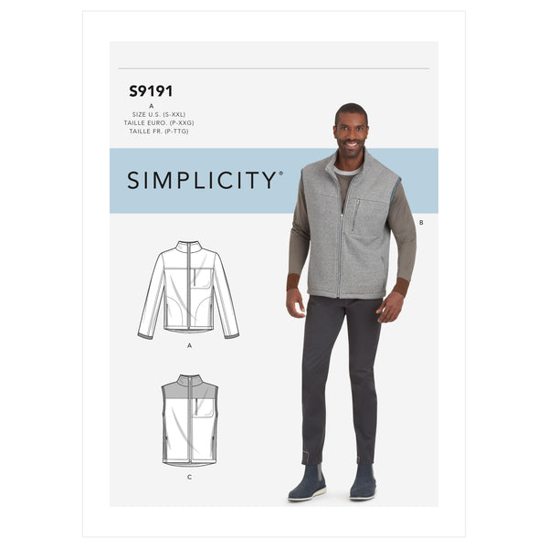 Simplicity S9191 Men's Vests & Jacket (S-M-L-XL-XXL)