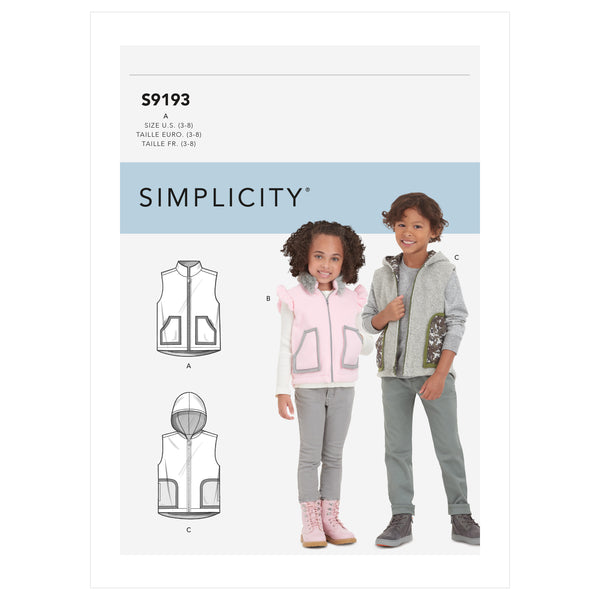 Simplicity S9193 Children's Vest (3-4-5-6-7-8)