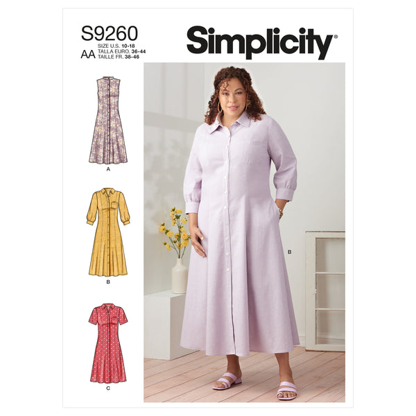 Simplicity S9260 Misses' & Women's Button Front Dresses