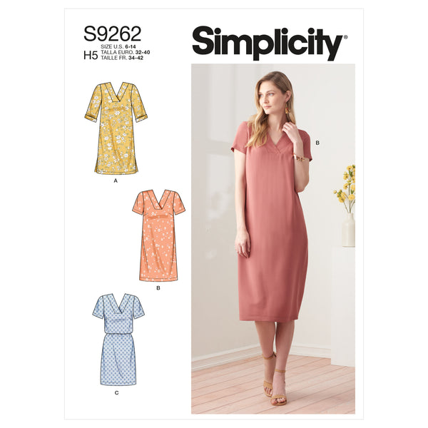 Simplicity S9262 Misses' V-neckline Shift Dresses