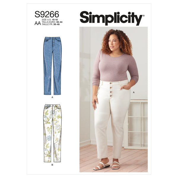 Simplicity S9266 Misses' & Women's Vintage Jeans with Front Buttons or Zipper