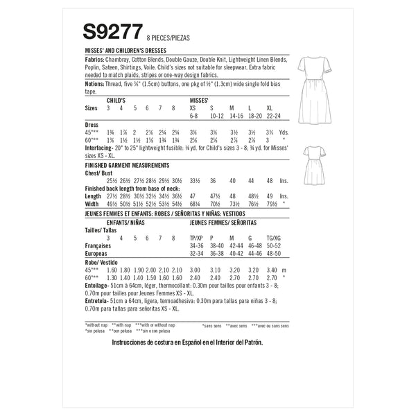 Simplicity S9277 Robes pour Dames et Enfants (3-4-5-6-7-8)