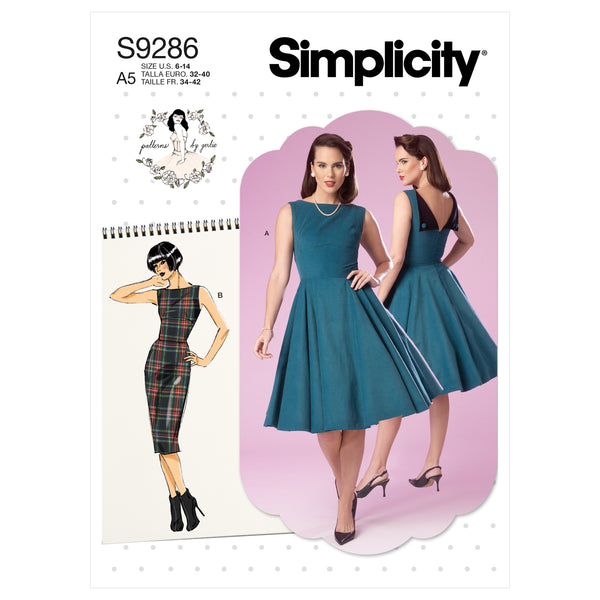 Simplicity S9286 Misses' Fold-back Facing Dresses