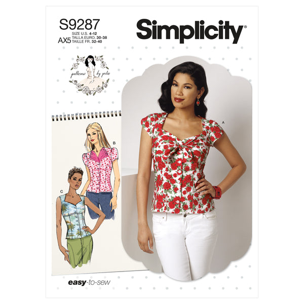 Simplicity S9287 Misses' Sweetheart-Neckline Blouses