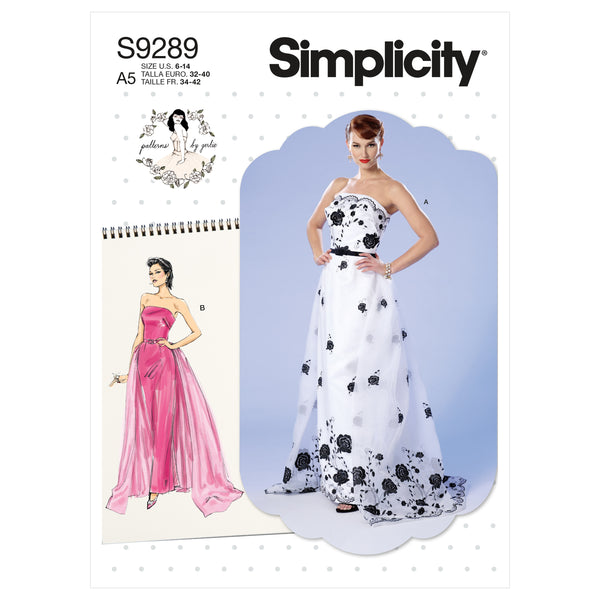 Simplicity S9289 Misses' Strapless Dress, Detachable Train & Belt