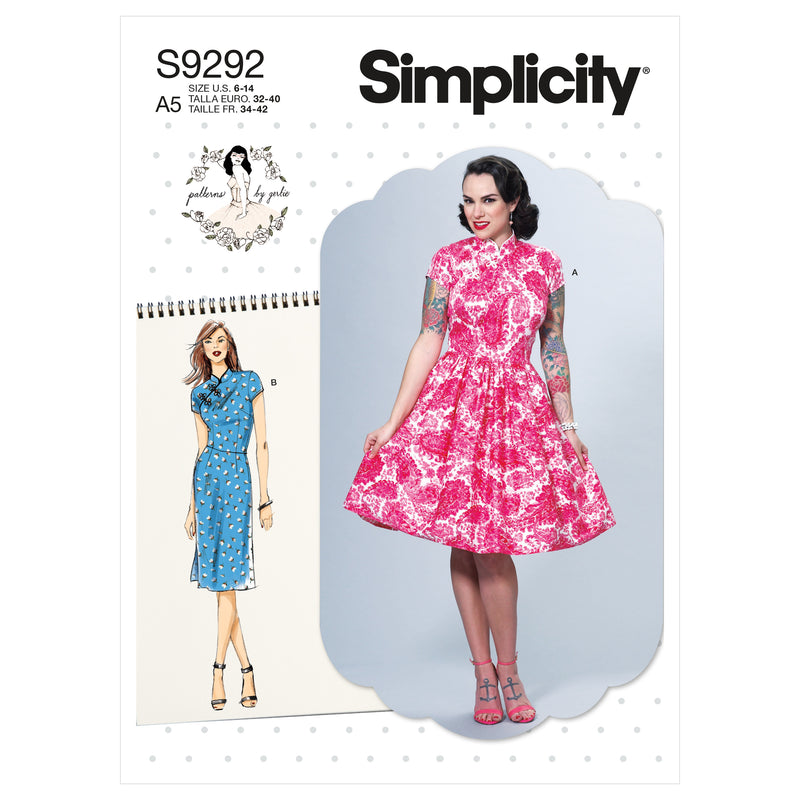 Simplicity S9292 Misses' Dresses with Mandarin Collar & Skirt Options