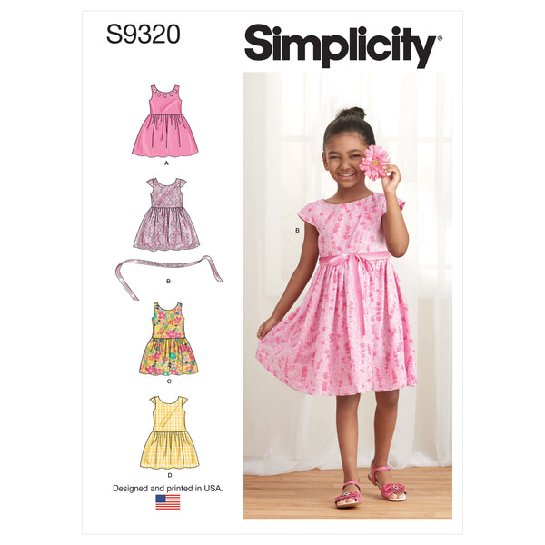 Simplicity S9320 Robes à Jupe Évasée pour Enfants