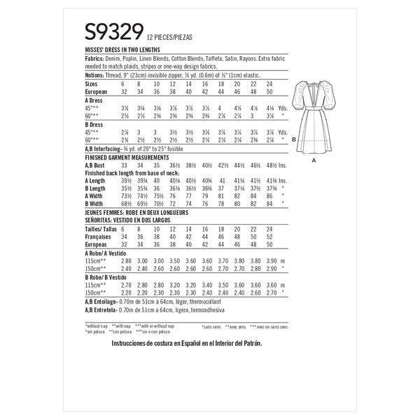 Simplicity S9329 Misses' Dress in Two Lengths
