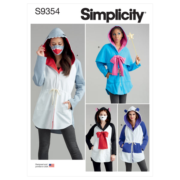 Simplicity S9354 Misses' Jacket Costume with Masks and Hat (XS-S-M-L-XL)