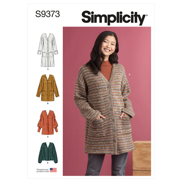 Simplicity S9373 Cardigans Tricotés pour Dames (XXS-XS-S-M-L-XL-XXL)