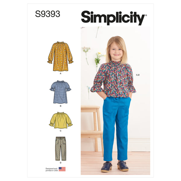 Simplicity S9393 Children's Dress, Tunic, Top and Pants (3-4-5-6-7-8)