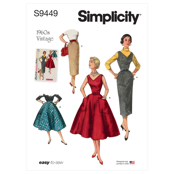 Simplicity S9449 Robe, Barboteuse et Jupes pour Dames