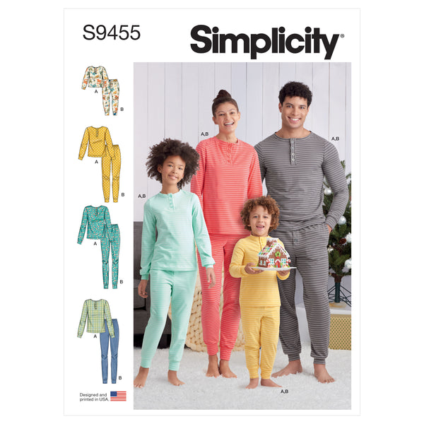 Simplicity S9455 Misses', Men's & Children's Knit Pants and Top (XS-S-M-L / XS-S-M-L-XL)
