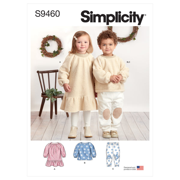 Simplicity S9460 Toddlers' & Children's Dress, Top and Pants (1/2-1-2-3-4-5-6-7-8)