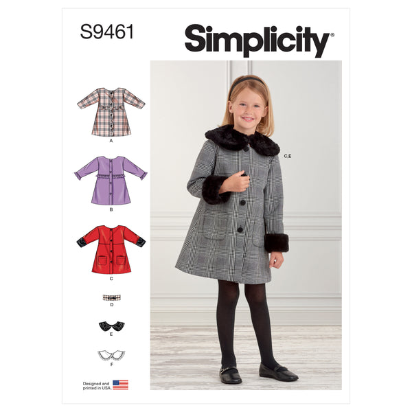 Simplicity S9461 Children's Coat (3-4-5-6-7-8)