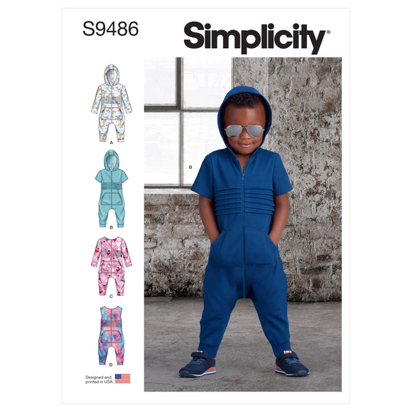 Simplicity S9486 Toddlers' Knit Jumpsuit  (1/2-1-2-3-4)