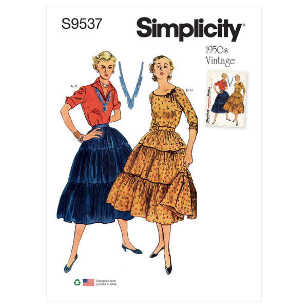 Simplicity S9537 Misses' Blouses and Skirt