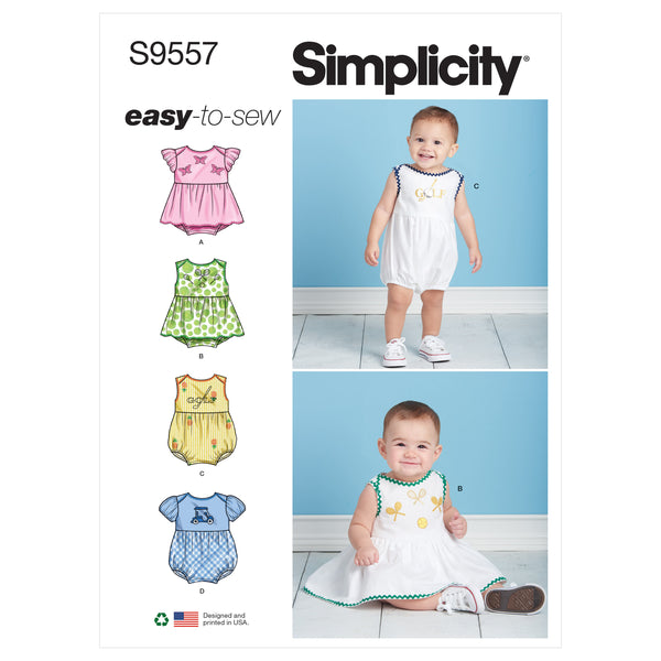 Simplicity S9557 Barboteuse pour Bébés (XXS-S-M-L)
