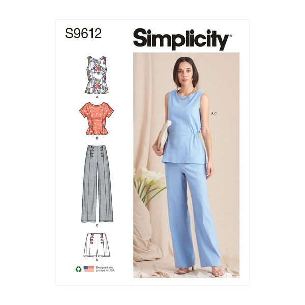 Simplicity S9612 Hauts, Pantalons et Shorts pour Dames