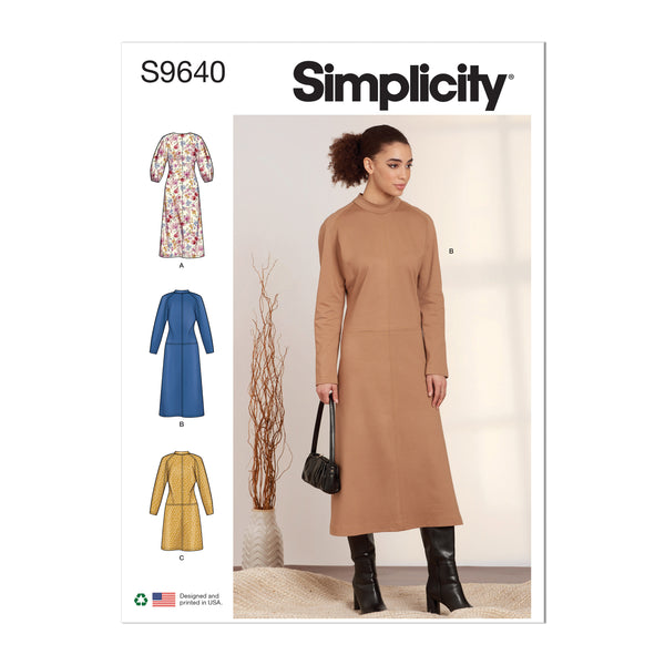 Simplicity S9640 Misses' Dolman Sleeve Dresses
