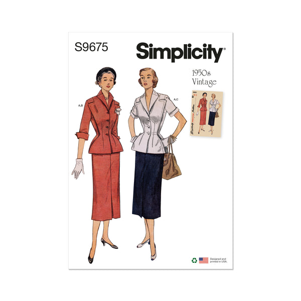 Simplicity S9675 Misses' Vintage Skirt and Jacket