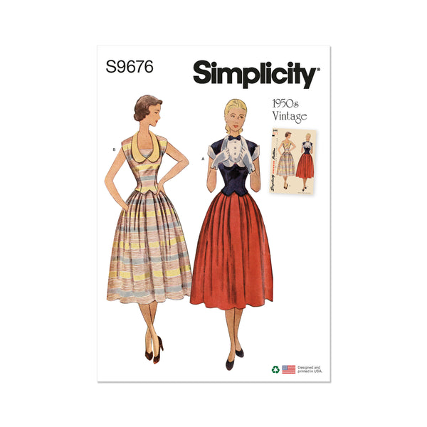 Simplicity S9676 Misses' Vintage Two-Piece Dresses