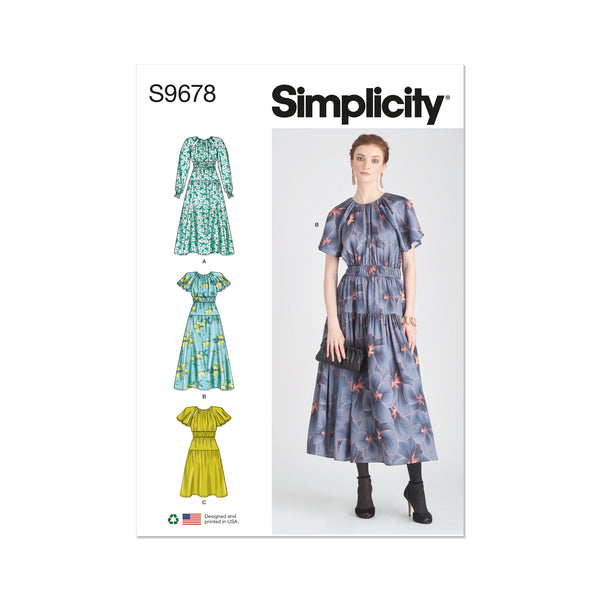 Simplicity S9678 Robe avec Variations de Manches et de Longueur pour Dames