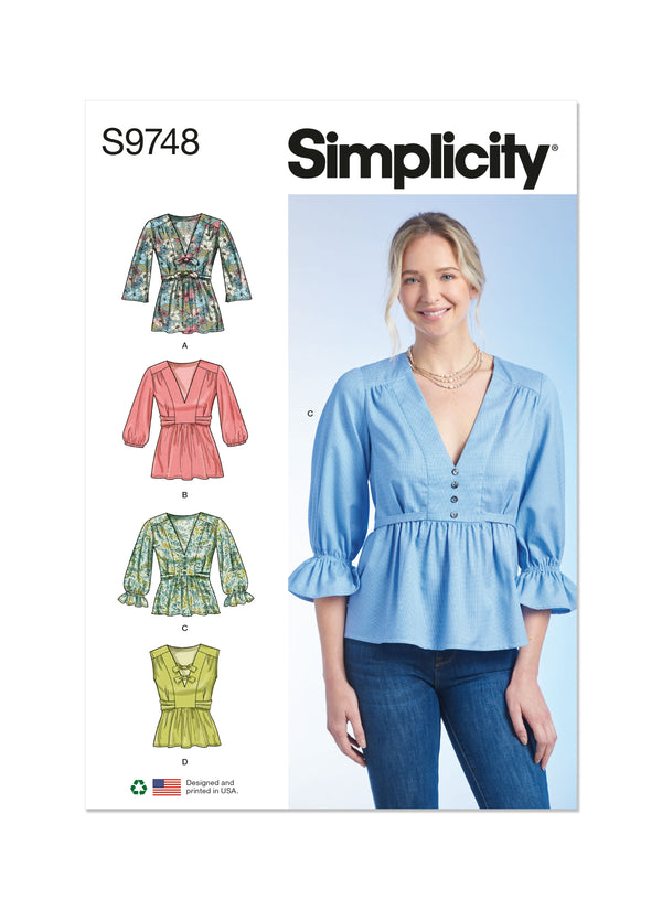 Simplicity S9748 Misses' Top with Sleeve Variations