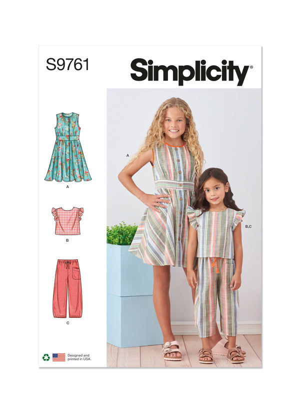 Simplicity S9761 Robe, Haut et Pantalon pour Enfants et Filles