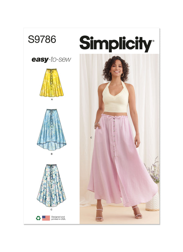 Simplicity S9786 Misses' Skirt With Hemline Variations