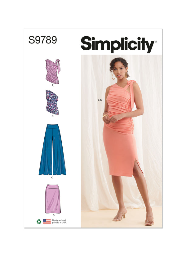 Simplicity S9789 Hauts, Pantalons et Jupe Tricotés pour Dames